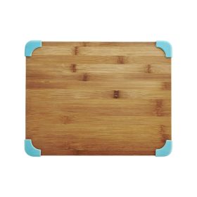 Farberware 11x14-inch Nonslip Bamboo Cutting Board, Aqua Corners