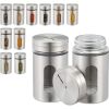 12 piece salt and pepper shaker, stainless steel spice shaker, 3.4 ounce salt dispenser, stainless steel spice jar with rotating lid