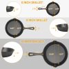 3Pcs Pre-Seasoned Cast Iron Skillet Set 6/8/10in Non-Stick Oven Safe Cookware Heat-Resistant Frying Pan