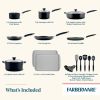 Farberware Easy Clean 22 Piece Nonstick Cookware Pots and Pans Set, Black