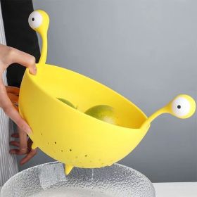 1pc Kitchen Strainer - Big-Eyed Monster Design BPA-Free Food Strainer For Fruits And Pasta - Fun And Safe (Color: Yellow)