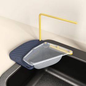 2pcs Kitchen Sink Drain Rack With Filter Multi-Functional Triangular Sink Rack Disposable Kitchen Waste Filter (Color: Blue Yellow)